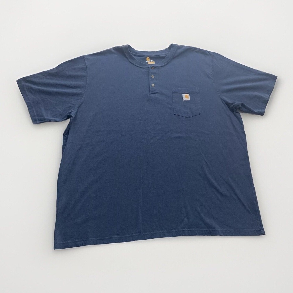 Carhartt Henley Shirt SS Original Fit Heavyweight Pocket Men's 4XL NAVY